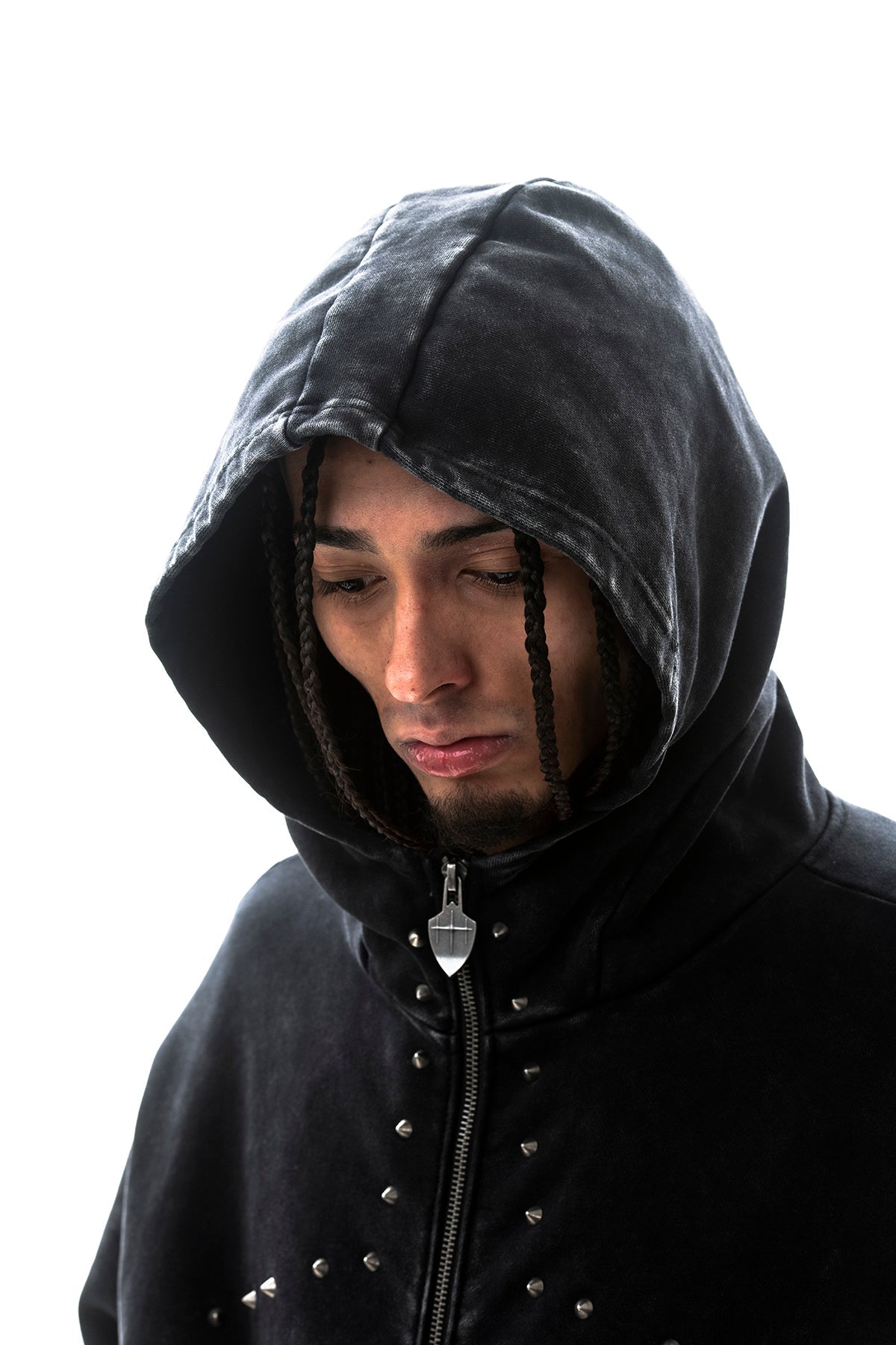 Garment-dyed heavyweight cotton fleece hoodie Black by Unknown - 4