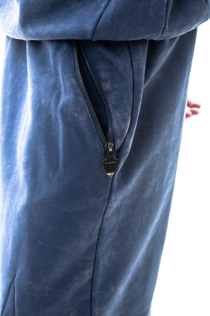 Garment-dyed heavyweight cotton fleece sweatpants Bijou Blue by Unknown - 4