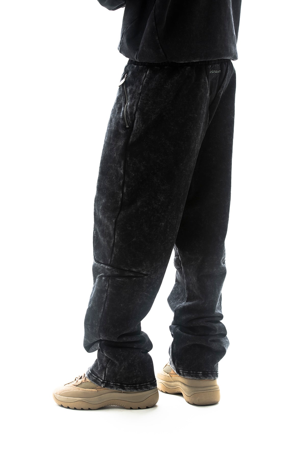 Garment-dyed heavyweight cotton fleece sweatpants Black by Unknown - 2