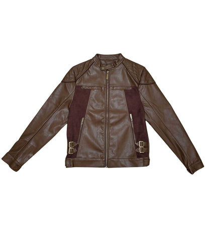 Suede Mix Racing Jacket Brown by Vicious - 1