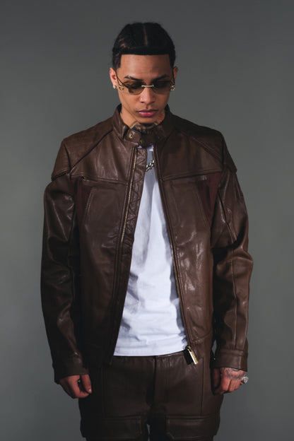 Suede mix racing jacket