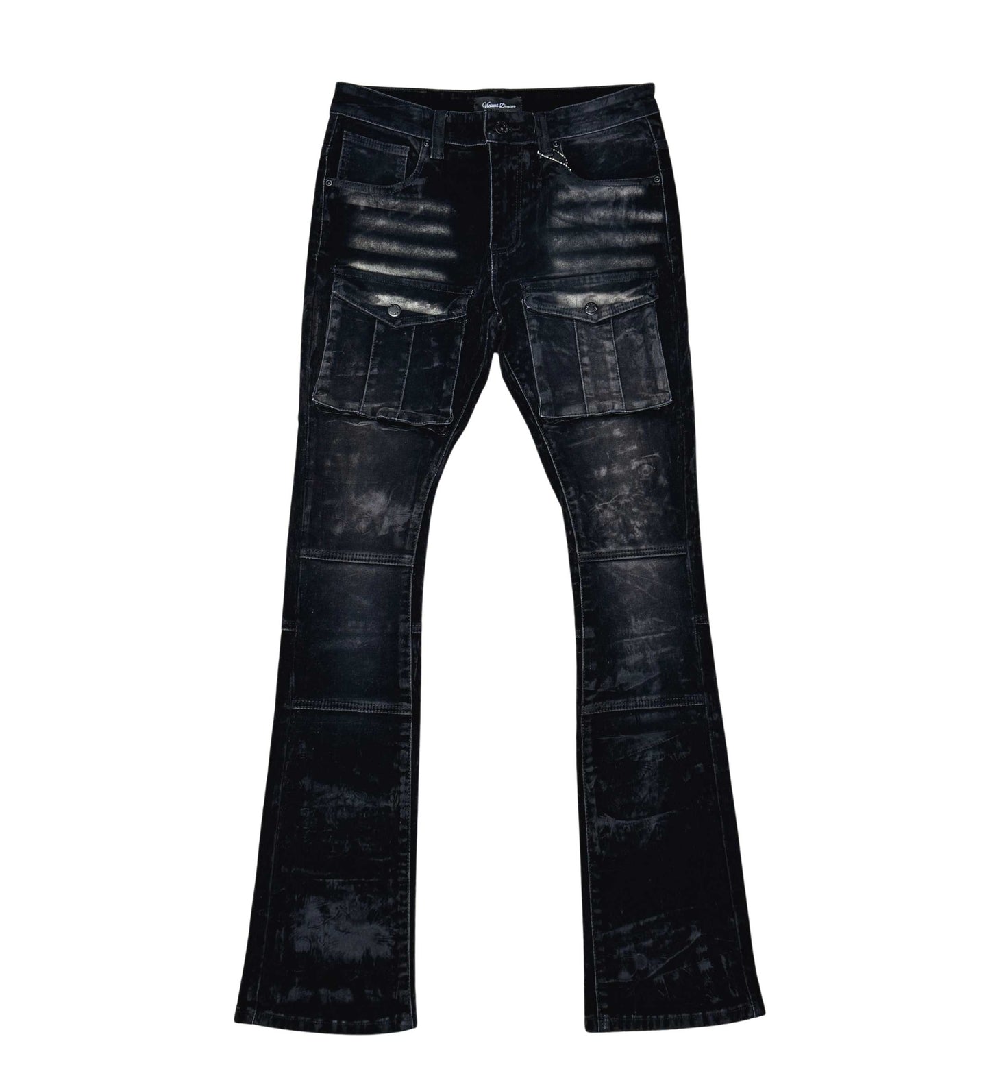 Velvet Coated Denim Flared Fit Black by Vicious - 1