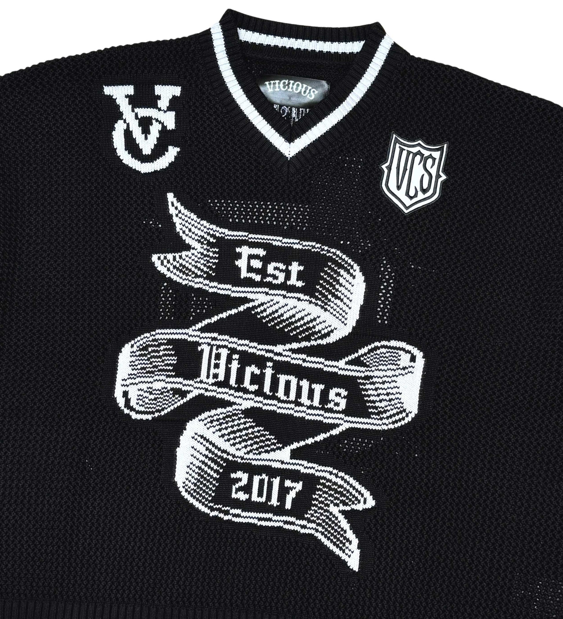 Vicious Crop Jersey Sweater Black/White by Vicious - 3