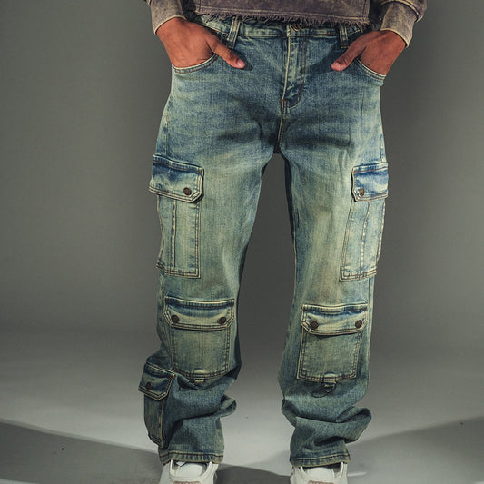 Baggy Fit Wax Coated Washed Denim Coated Blue by Vicious - 1